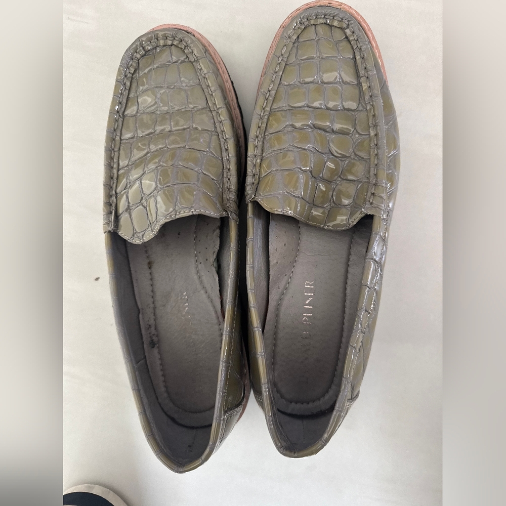 Donald J. Pliner Olive Crocodile Embossed Loafers